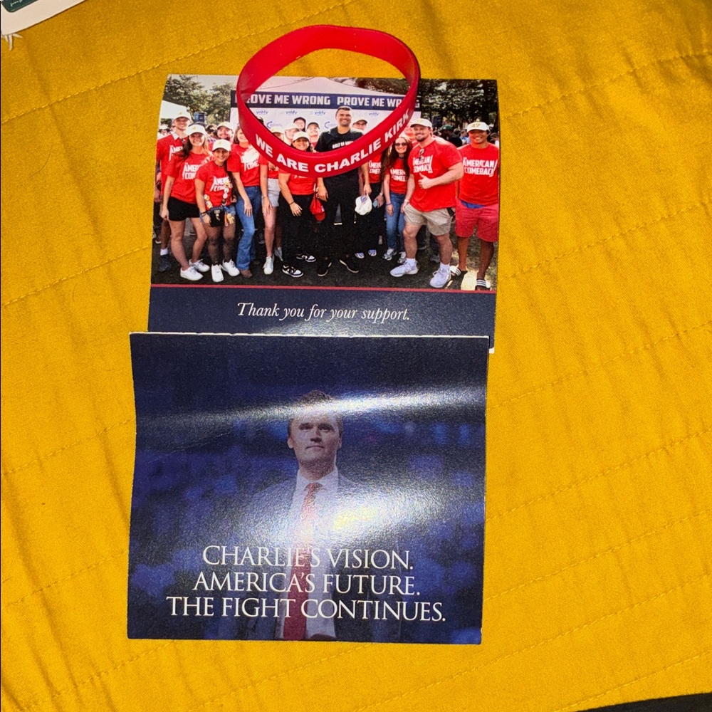 Charlie Kirk wristband from Turning Point USA